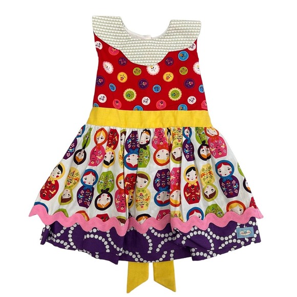 Pippy Francis Small Batch Nesting Doll Print Eva Dress Girls 4T - Picture 1 of 8